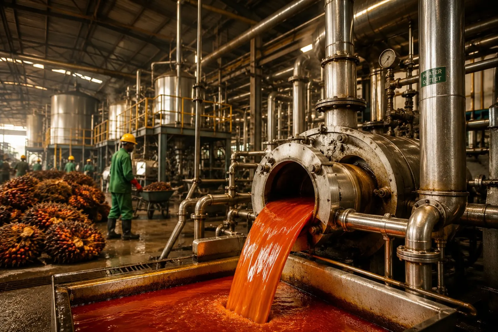 Industrial palm oil mill interior — processing at scale